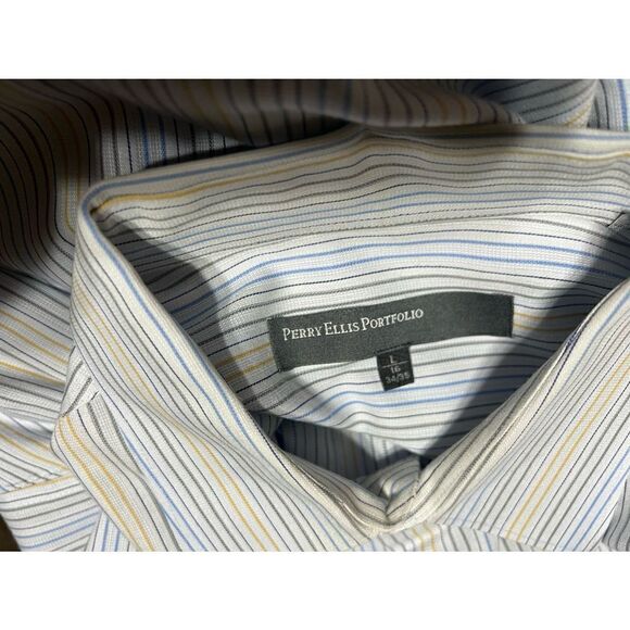 Perry Ellis Portfolio Pinstripe Button Up Dress Shirt Size 16 /34 - Picture 4 of 4